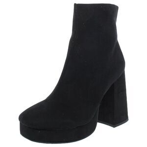 WILD PAIR Womens Black 1" Platform Padded Coraa Round Toe Block Heel Booties 6 M